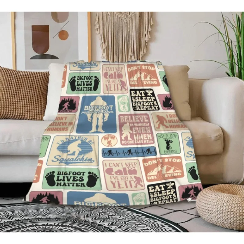 

This Bigfoot patterned blanket is super soft and warm; the lightweight flannel blanket is suitable for all seasons.