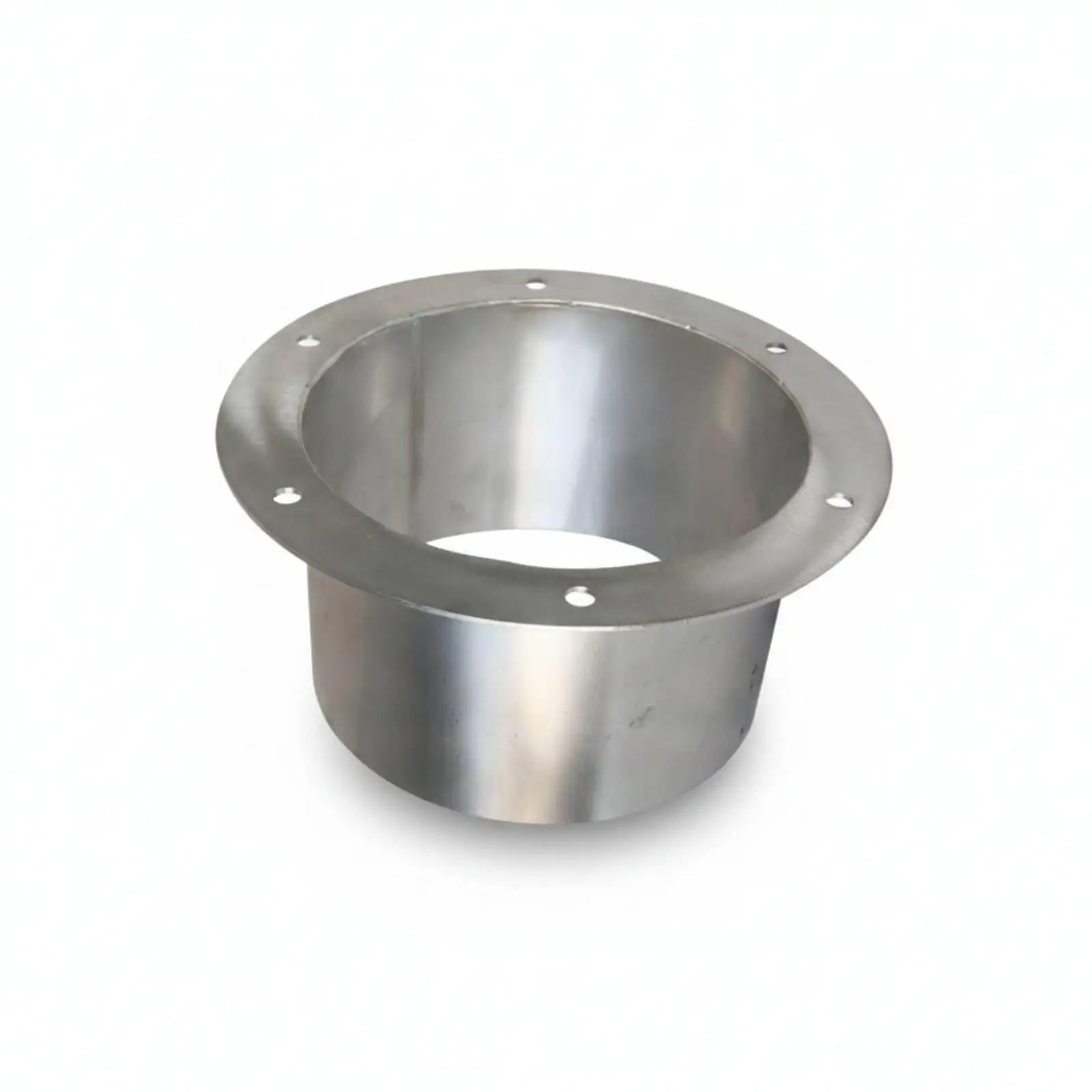 Stainless Steel Round Duct Flange Connector for Exhaust Pipe 100mm Height with 8mm Hole Diameter Ventilation Hardware Adapter
