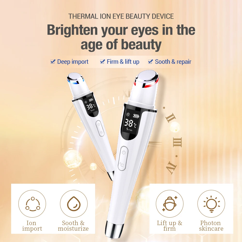 LCD Electric Eye Beauty Device Plasma Therapy Vibration Massage Heated Anti-aging Wrinkles Remove Dark Circles Rejuvenate Skin