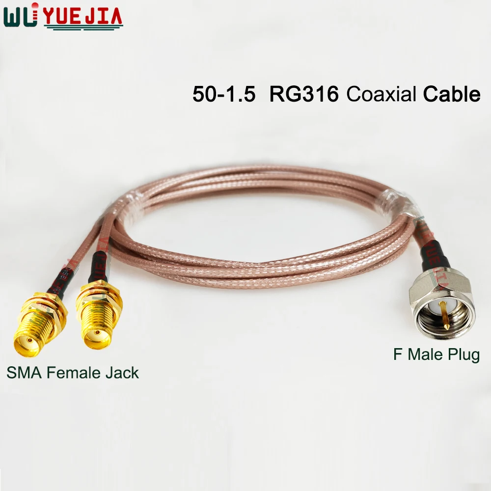RG-316 1 to 2 F Type Male Plug/ F Female to Double SMA Male or SMA Jack 50 ohm RF Connector Coaxial Cable Antenna Jumper Pigtail