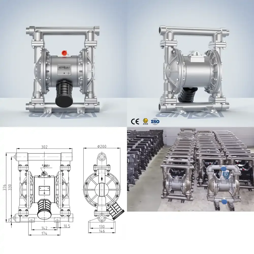 

for GK 1 Inch 25mm Full 304 316 316L Stainless Steel Pneumatic Double Diaphragm Pump for Fuel Oil Water Transfer Industrial