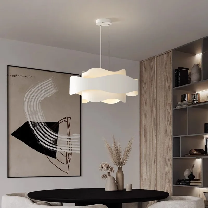 Nordic Simple Wave Chandelier Dining Room Bedroom Lamp Modern Decoration Home Lustre Design Lighting Pendant Light LED Fixtures