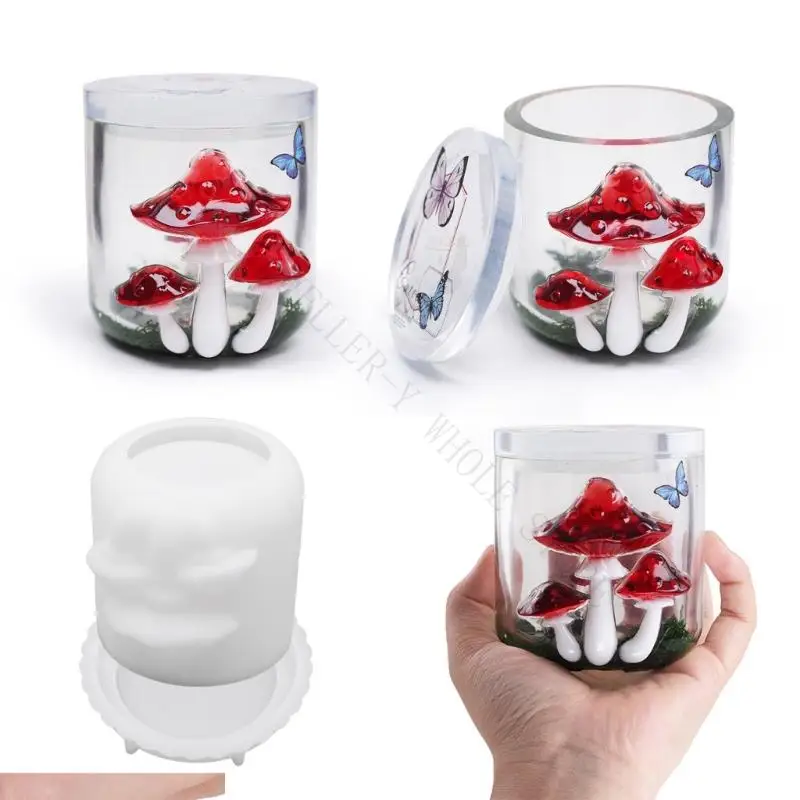 R7UF Flexible Silicone Mushroom Jar Mould for Resin Art Smooth Surfaces Easy Demolding Reusable Craft Supplies