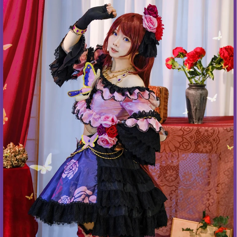 Shibuki Ran Cosplay New Anime Aikatsu! lolita rose flower Outfit women with butterfly Costume full set F