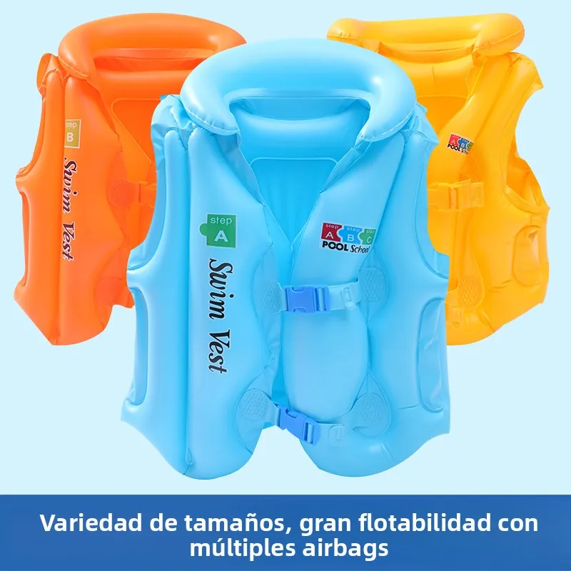 Chaleco de Natación Inflable para Niños, Chaleco Salvavidas, Ayuda para Flotar, para Principiantes, Niños y Niñas, Chaleco de...