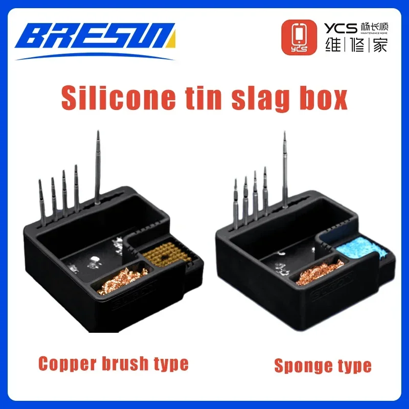 YCS Soldering Iron Stand Multipurpose Solder Dross Box Copper Wire Ball Solder Flux De Tinning Holder Tips Tin Slag Cleaning