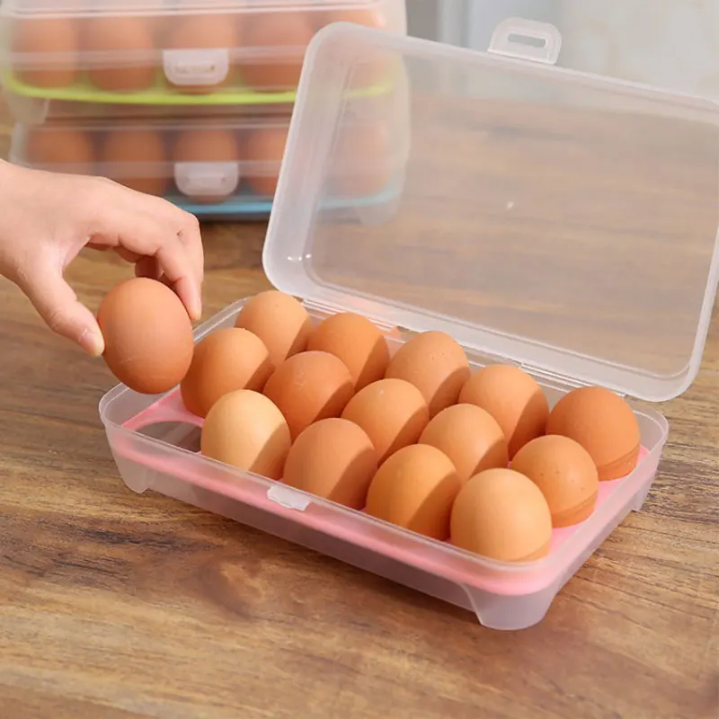 1PC Egg Storage Fresh Box 15 Compartment Egg Crash Proof Storage Box Portable Egg Compartment Egg Tray