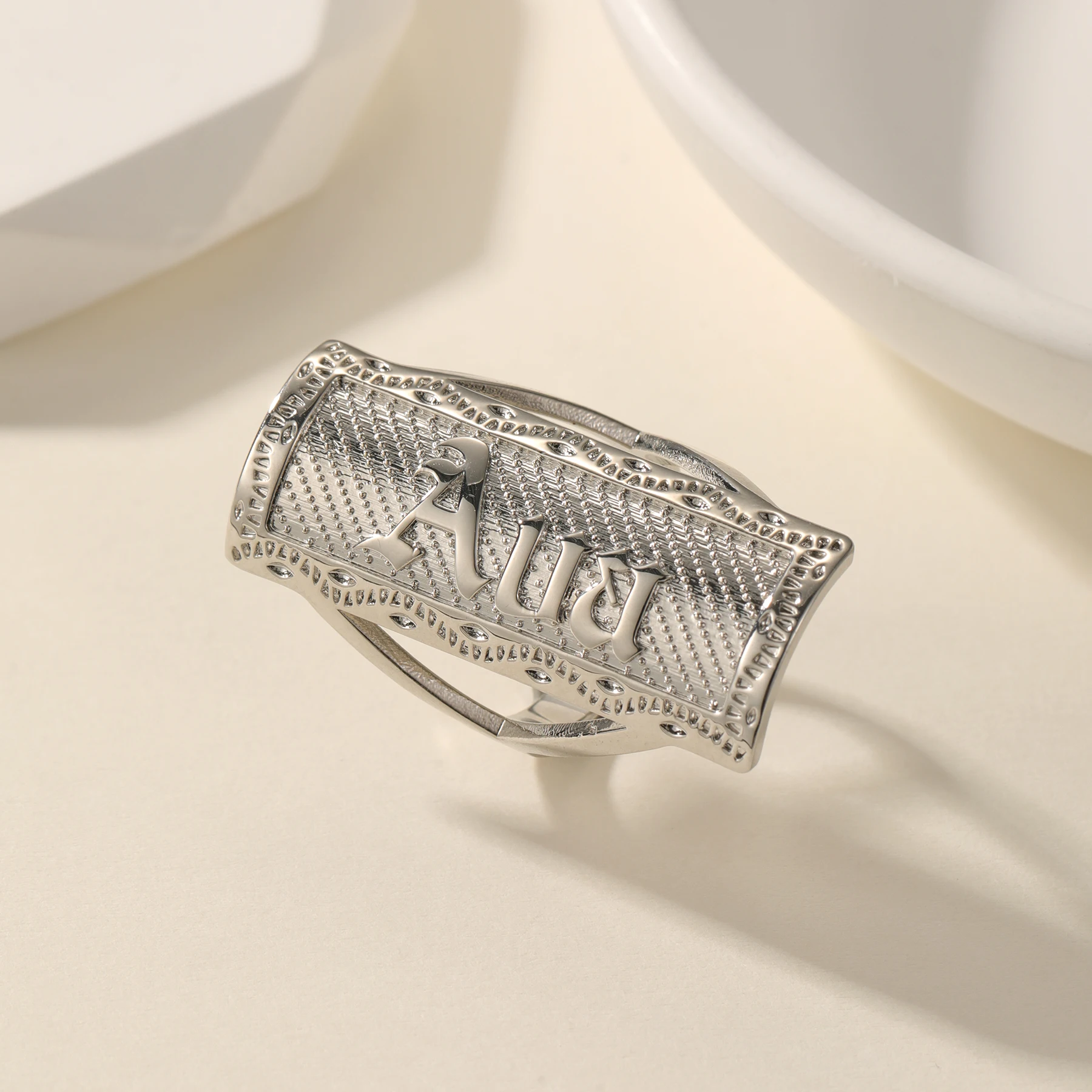 3D Jewelry Personalized Men's Nameplate Ring Custom Handmade Classic Name Ring Stainless Steel Women Jewelry Gift for Girlfriend