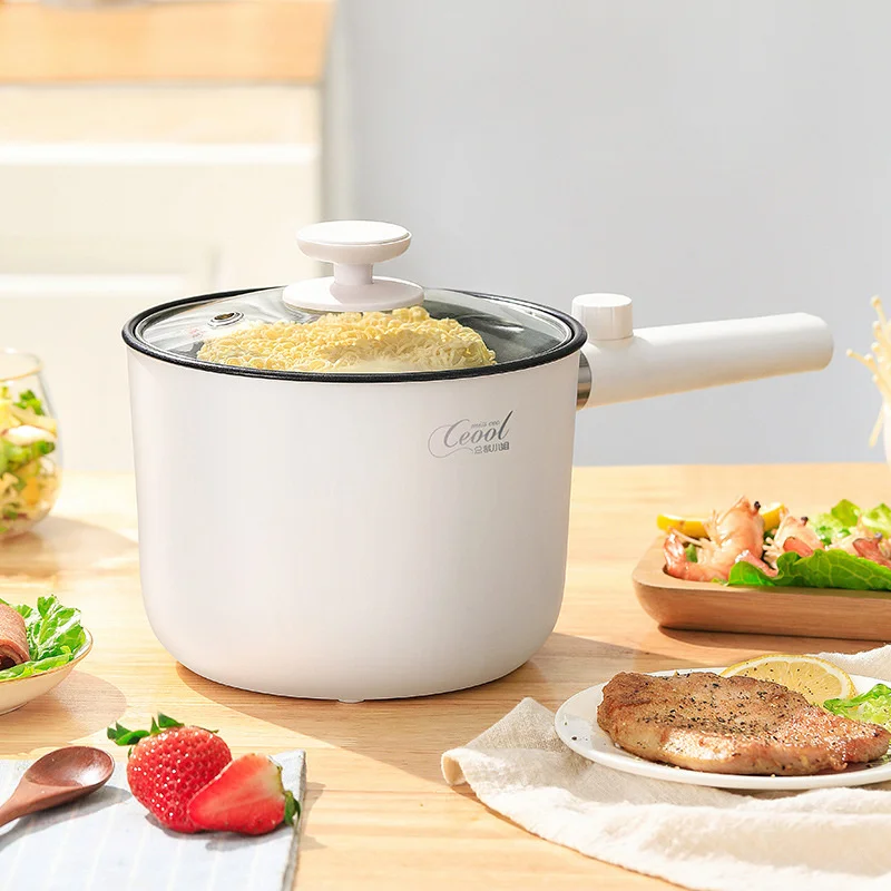 Mini olla caliente eléctrica para el hogar, olla de Cocina eléctrica multifuncional para dormitorio, olla de cocina inteligente antiadherente para Fideos, agitar y hervir