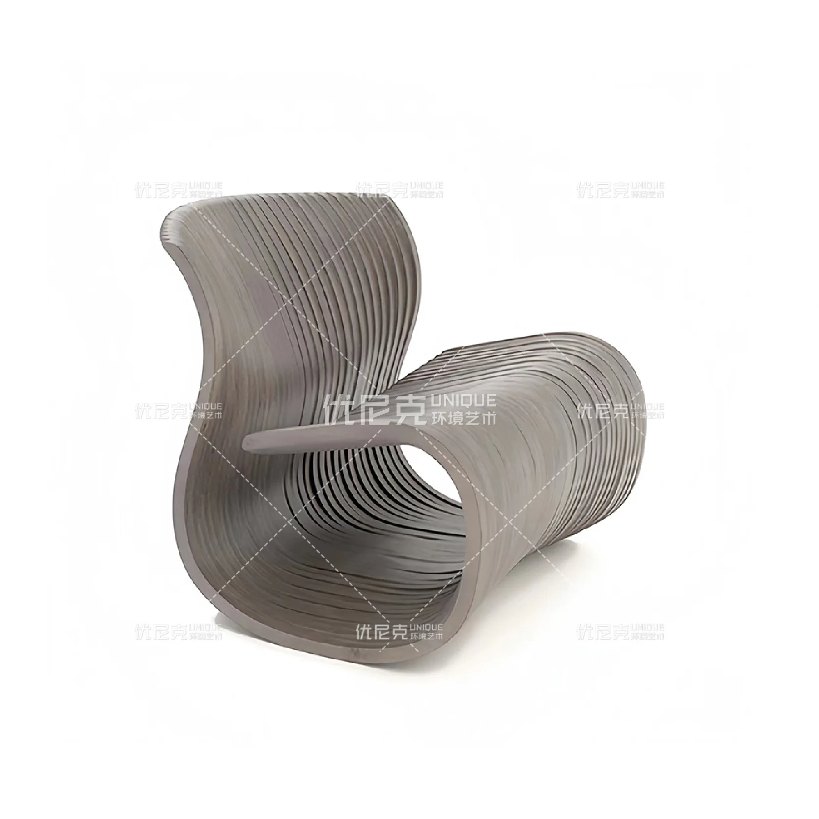 PYJ Solid Wood Sliced Hollow Single Sofa Shopping Mall Park Square Solid Wood Sofa Chair