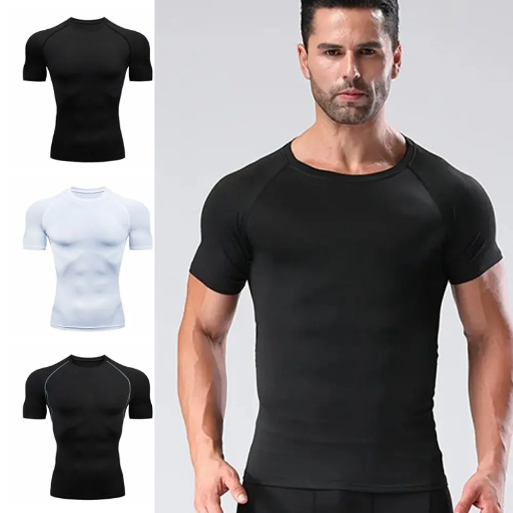 

Short Sleeved Men's Fitness T-shirt Compression Top Quick Dry Gym Sport Running Shirts Sportswear Tight Men Sport T-shirt