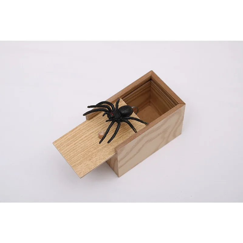 1 Set Holzkiste Spider Bug Streichspielzeug Halloween Party Aprilscherz Dekoration Spukhaus Horror Requisiten Halloween Streichspielzeug