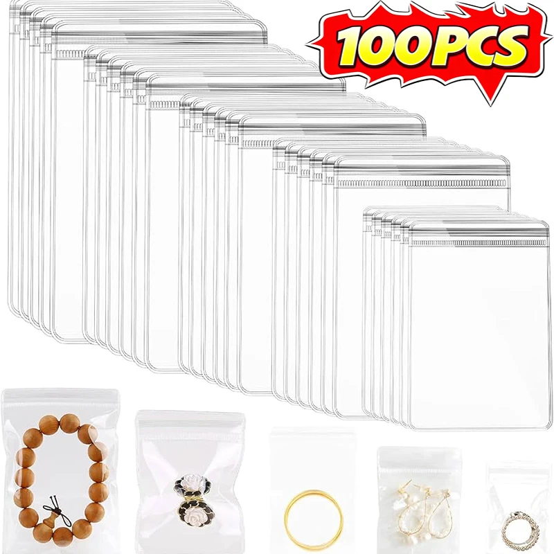 Transparent PVC Jewelry Organizer Package Bags Anti-Oxidation Bag Earring Necklace Storage Holder Self Sealing Pouch