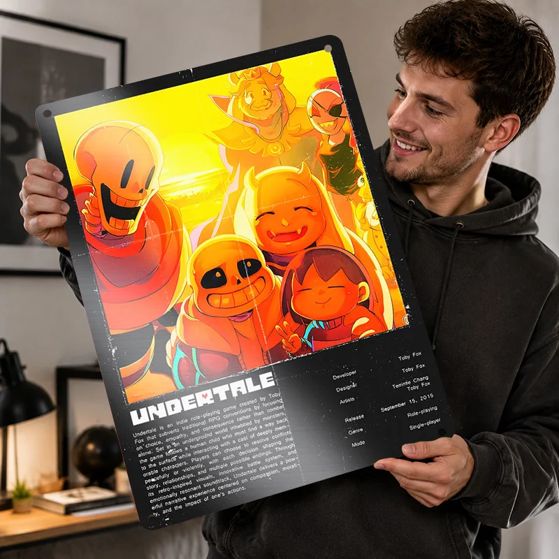 Undertale Aluminum Posters Customized Metal Tin Sign Immersive Gaming Tribute Wall Art Ideal For Media Lounge Or Birthday Gift