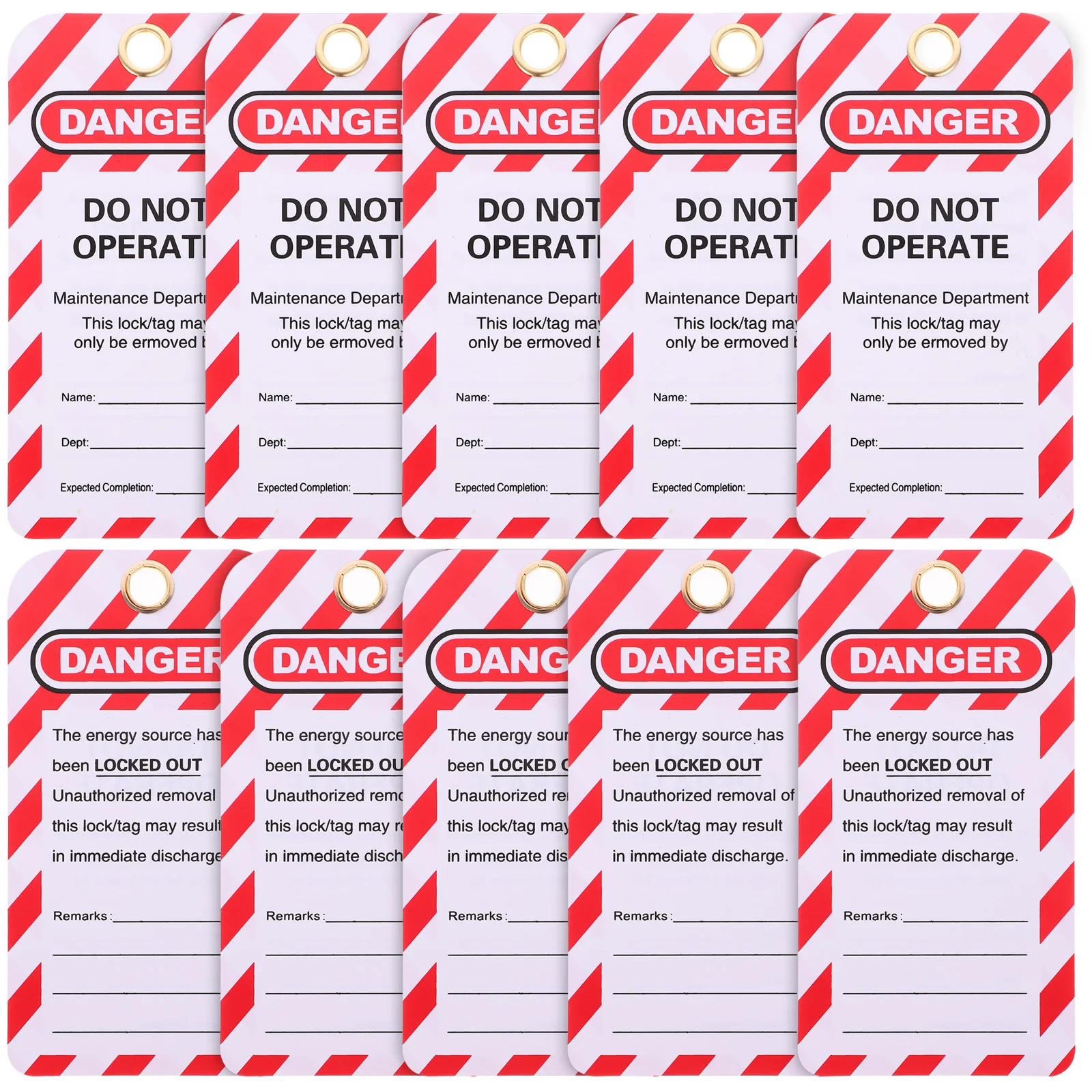 10pcs Safety Warning Hanging Tags Kits PVC Equipment Do Not Operate Danger Factory Bright Colors Clear Text Stable