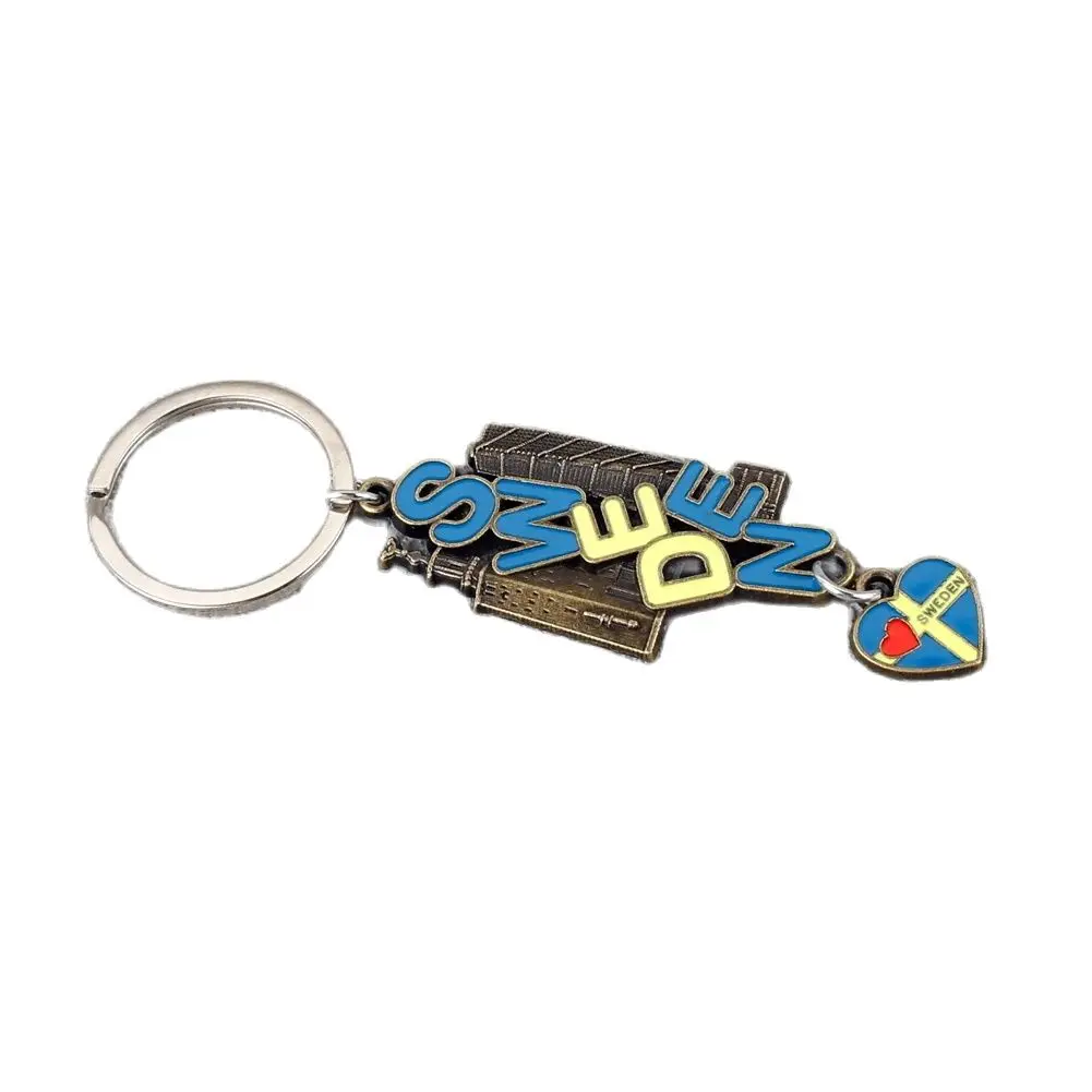 Sweden Keychain Souvenir Swedish Landmark Key Ring Pendant Bag Charm Keychains for Men Women Party Jewelry Gifts Accessories