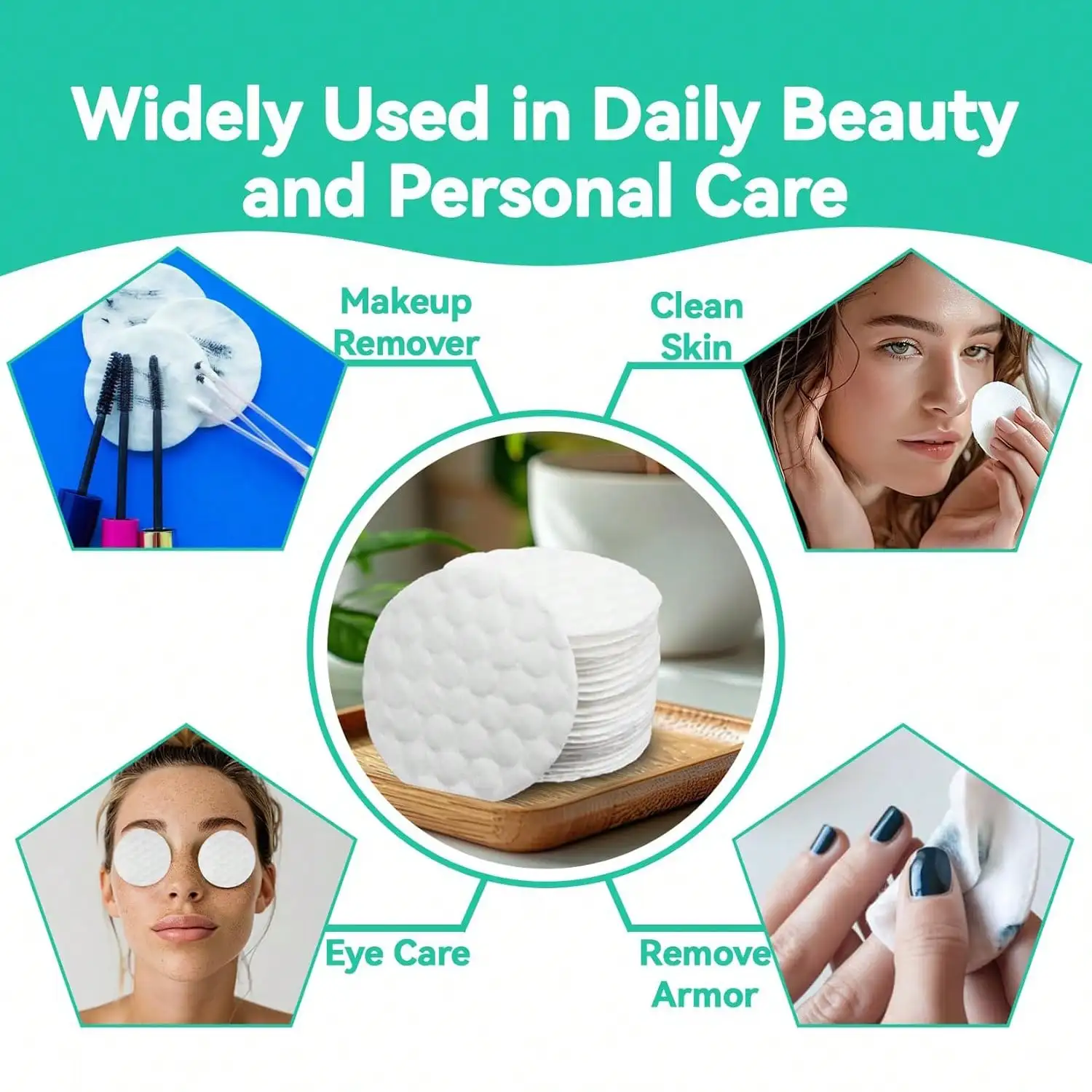 300 قطعة من وسادات إزالة المكياج الدائرية القطنية للوجه، أساسيات التجميل الناعمة للنساء والرجال #3