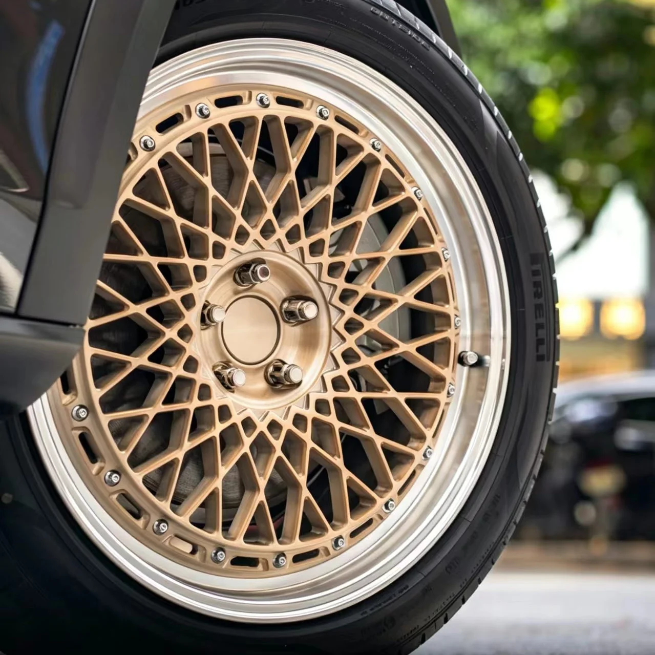 *forTwo Piece Retro Mesh Forged Alloy Wheels 6061-T6 Bronze Machined Lip Rims for for Audi Station Wagon