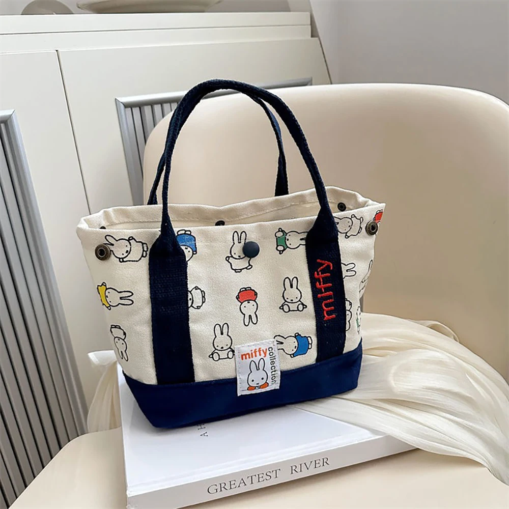 HEISSER VERKAUF Kawaii Miffy Niedliche Handtasche Cartoon-Kaninchen Leinwand-Stickerei Modische Bento Multifunktionale Aufbewahrungstasche Mädchengeschenk – Detail 14