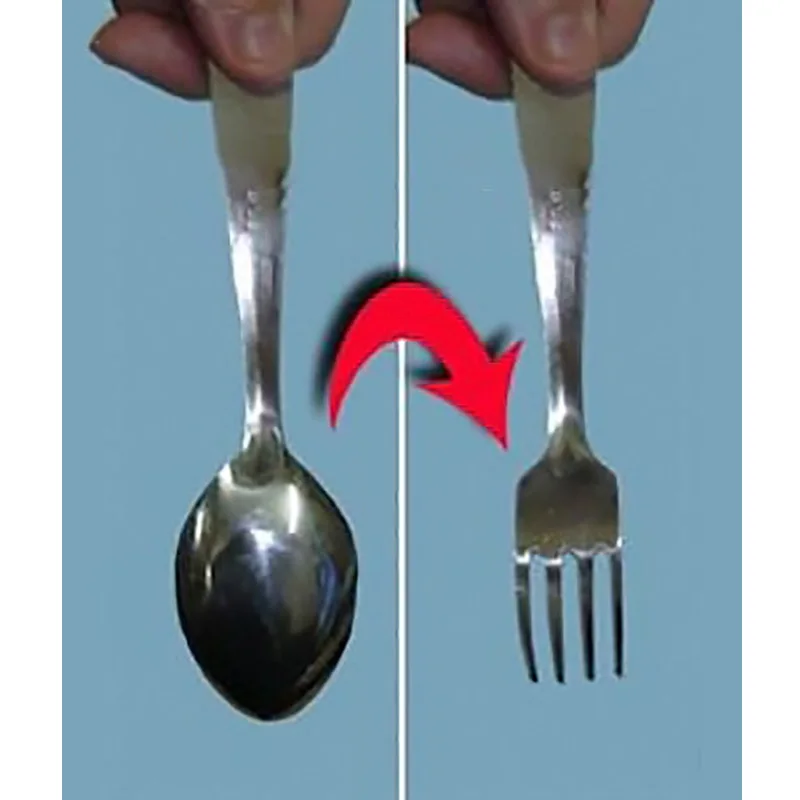 Spoon to Fork Magic Tricks Accessories Close Up Illusions Gimmick Mentalism Prop Metal Spoon Vanish Forks Appearing PK Magia