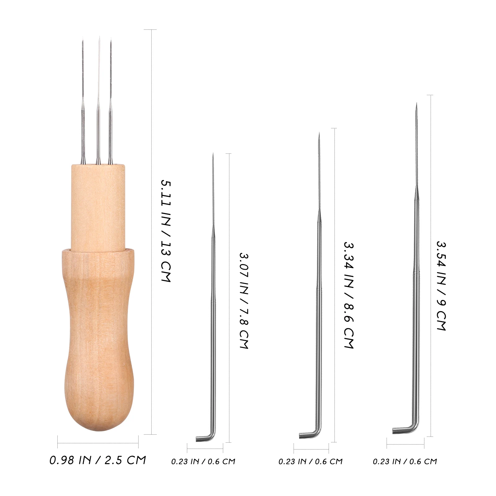 

1 set 1 Set () Wool Needles Tools Wooden Handle Strong Iron Needles For Diy Felting Crafts Easy Storage Kit Needle Felting