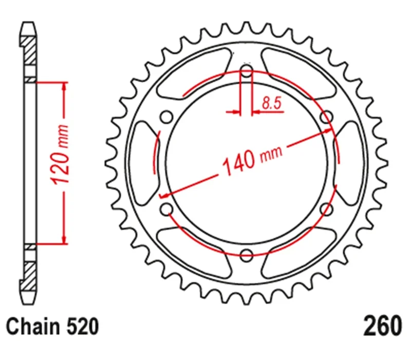 520 Motorcycle Parts Rear Sprocket For Honda XR250L 1991-1996 XL250R XL 250R 1984-1987 XL250 R Baja Baja250 1991