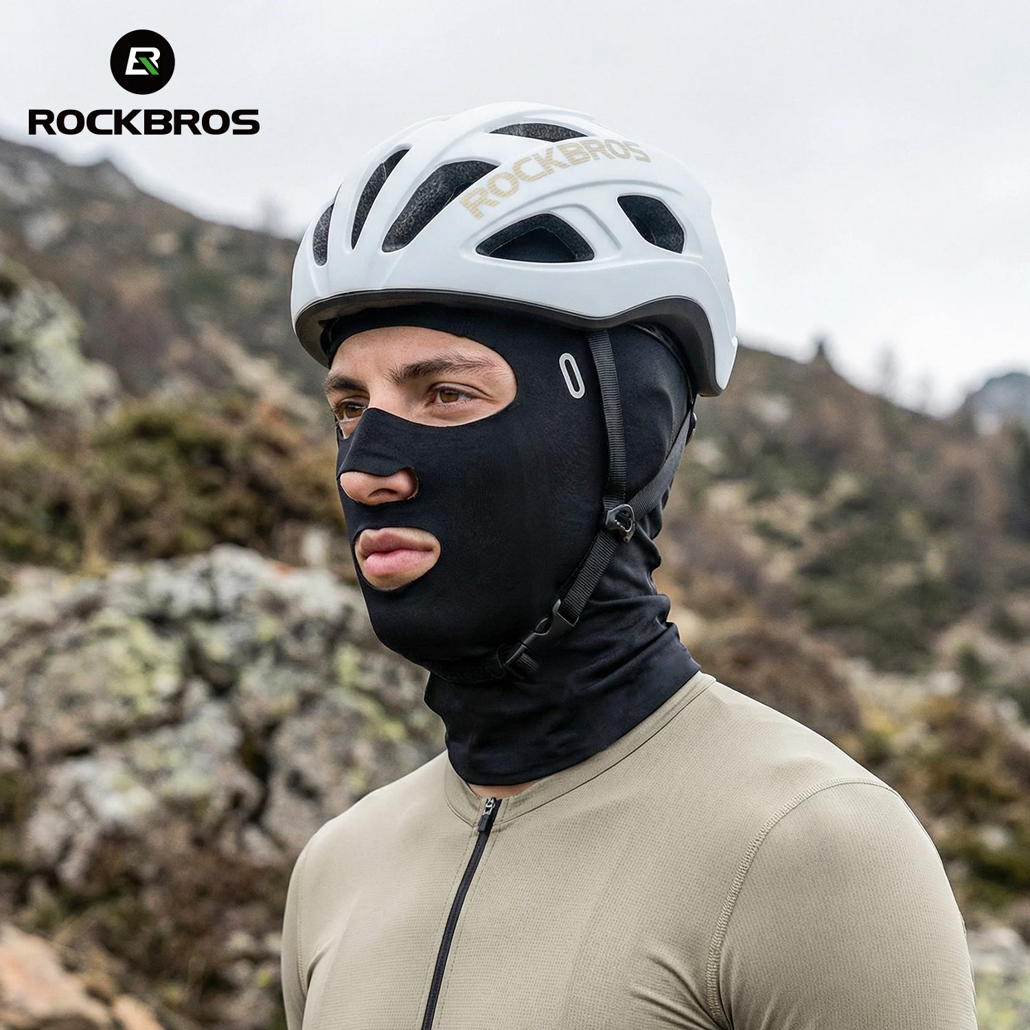 ROCKBROS Men Ice Silk Sun Protective Cycling Full Face Mask Summer Outdoor Windproof Bike Motorcycle Helmet Caps Hat Mask view 2