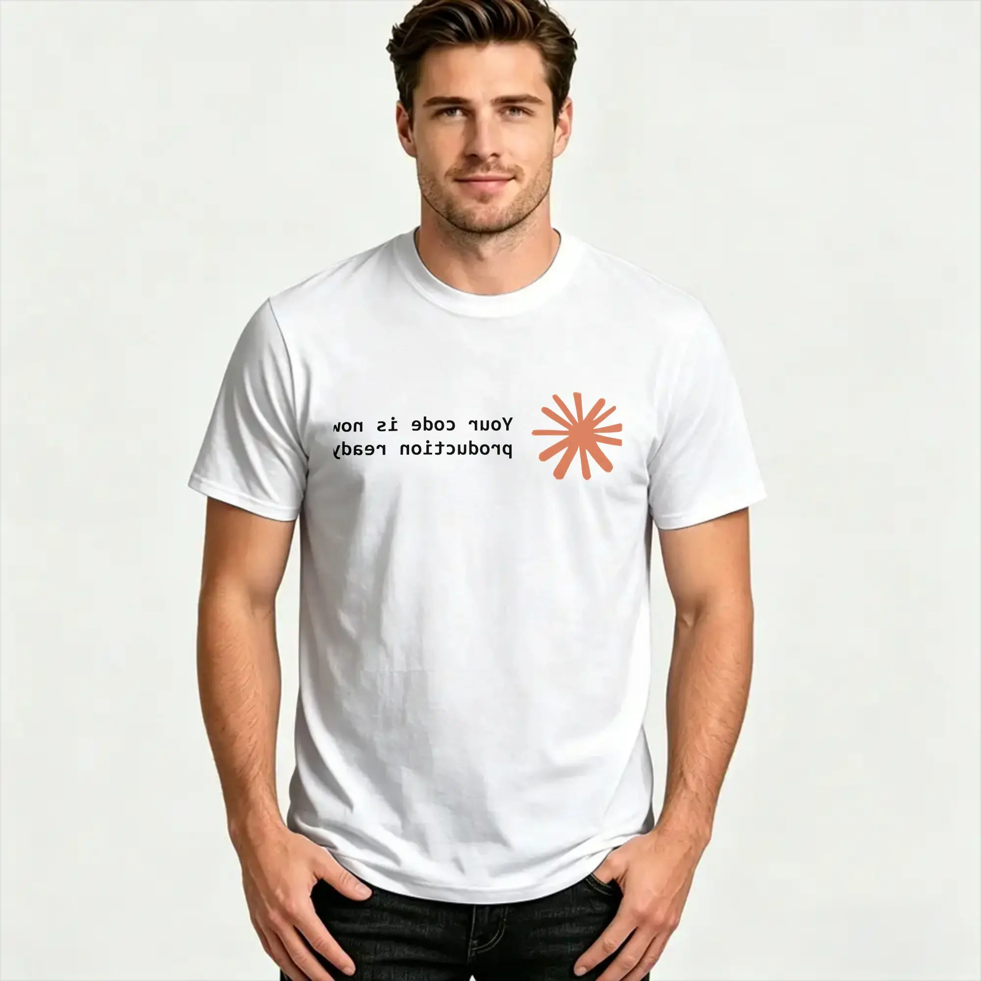 Your code is now production ready Fashion T Shirts  100 Cotton Tee Shirt for Man Y2K Fun Design Short Sleeve Clothes