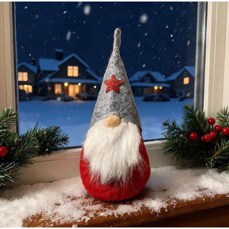Weihnachtliche Sitzende Weihnachtsmann-Figur, Gestrickter Alter Mann, Ornament, Tischdekoration, Geschenk, Heimdekoration, Neujahrsparty-Requisite, Handgefertigt – Detail 4