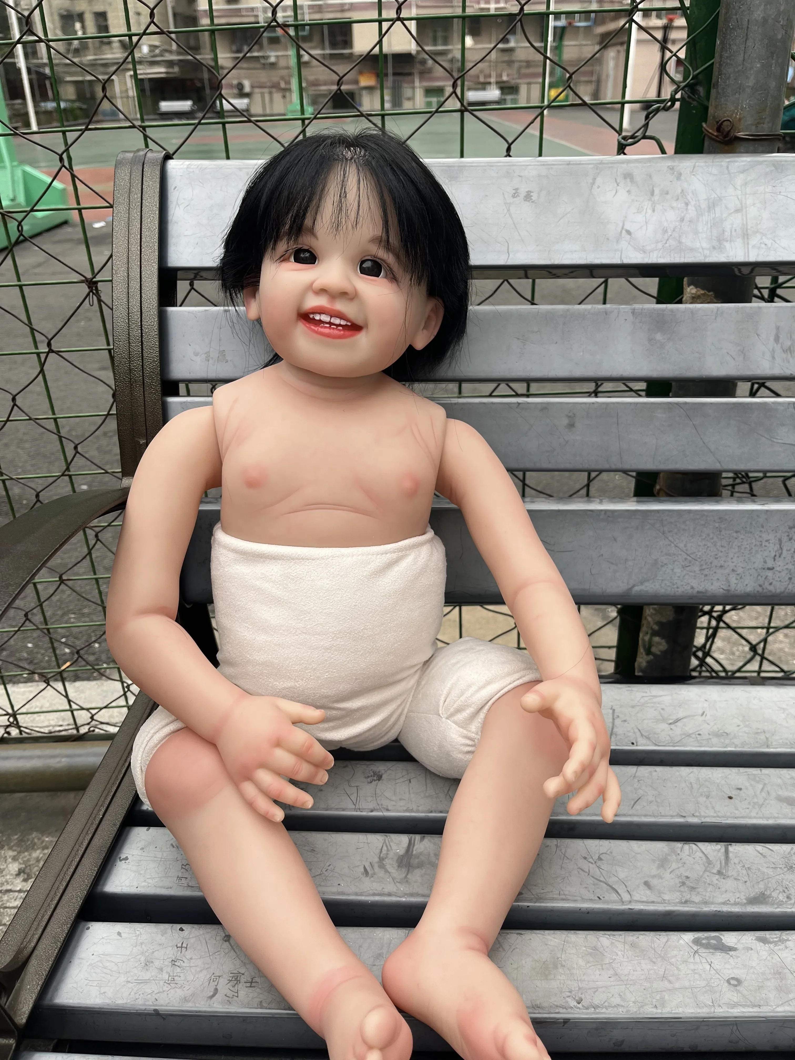 SINO-BB Fornitura limitata personalizzata da 32 pollici Reborn Baby Doll Shanti con kit dipinto di capelli radicati a mano Parte fai da te Foto reali