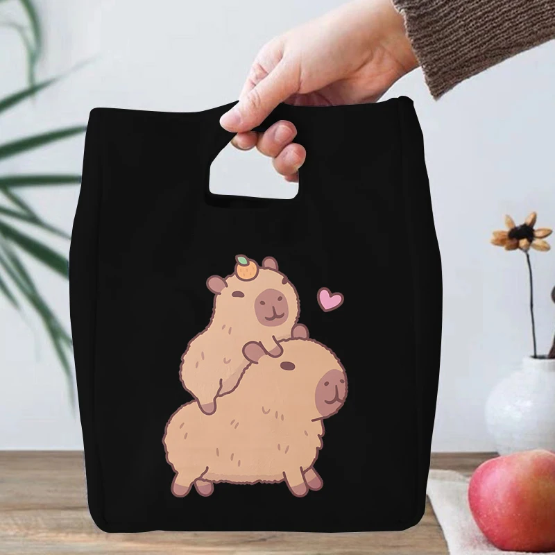 Fashion Cartoon Capybara Lunch Bags for Women Kids Large Capacity Picnic Food Thermal Portable Outdoor Office Unisex Lunch Bag