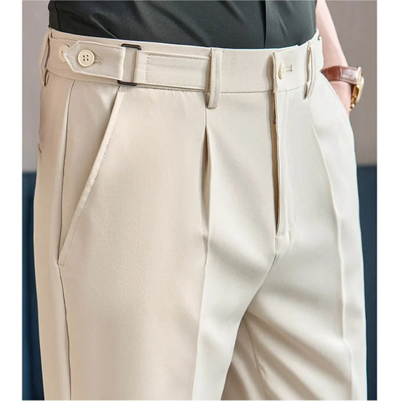 

Formal Office Pants Men Formal Pleated Straight Slim Black Party Wedding Dress Suit Pants Men Clothing Fashion Trousers Male