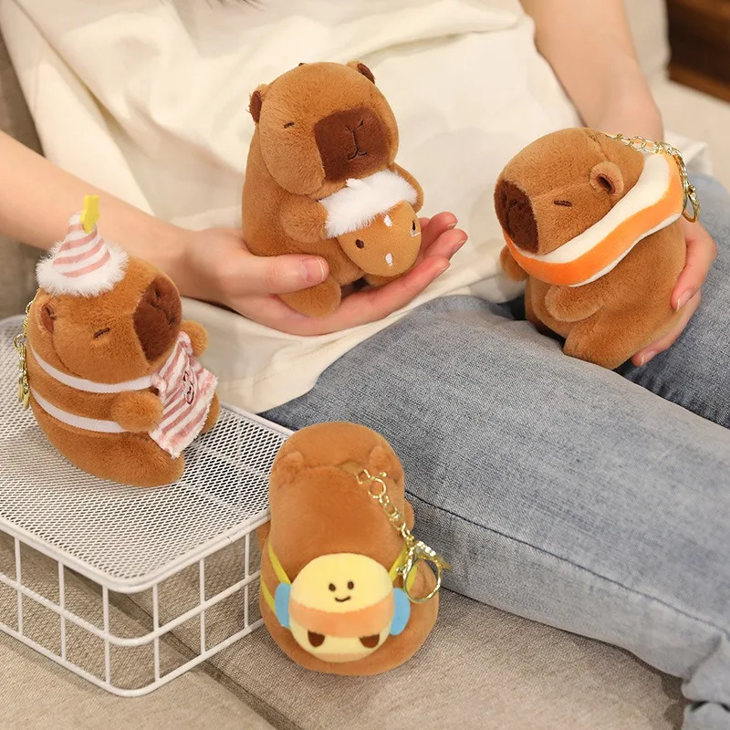 Nuevo colgante de capibara de dibujos animados, muñeco de juguete de peluche, bolsa, adornos colgantes, llavero bonito, colgante de coche, adornos de muñeca de escritorio