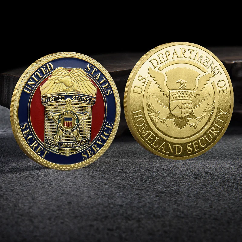 U.S. Military Agents Golden Plated Coin Intelligence Agency Homeland Security Commemorative Coins