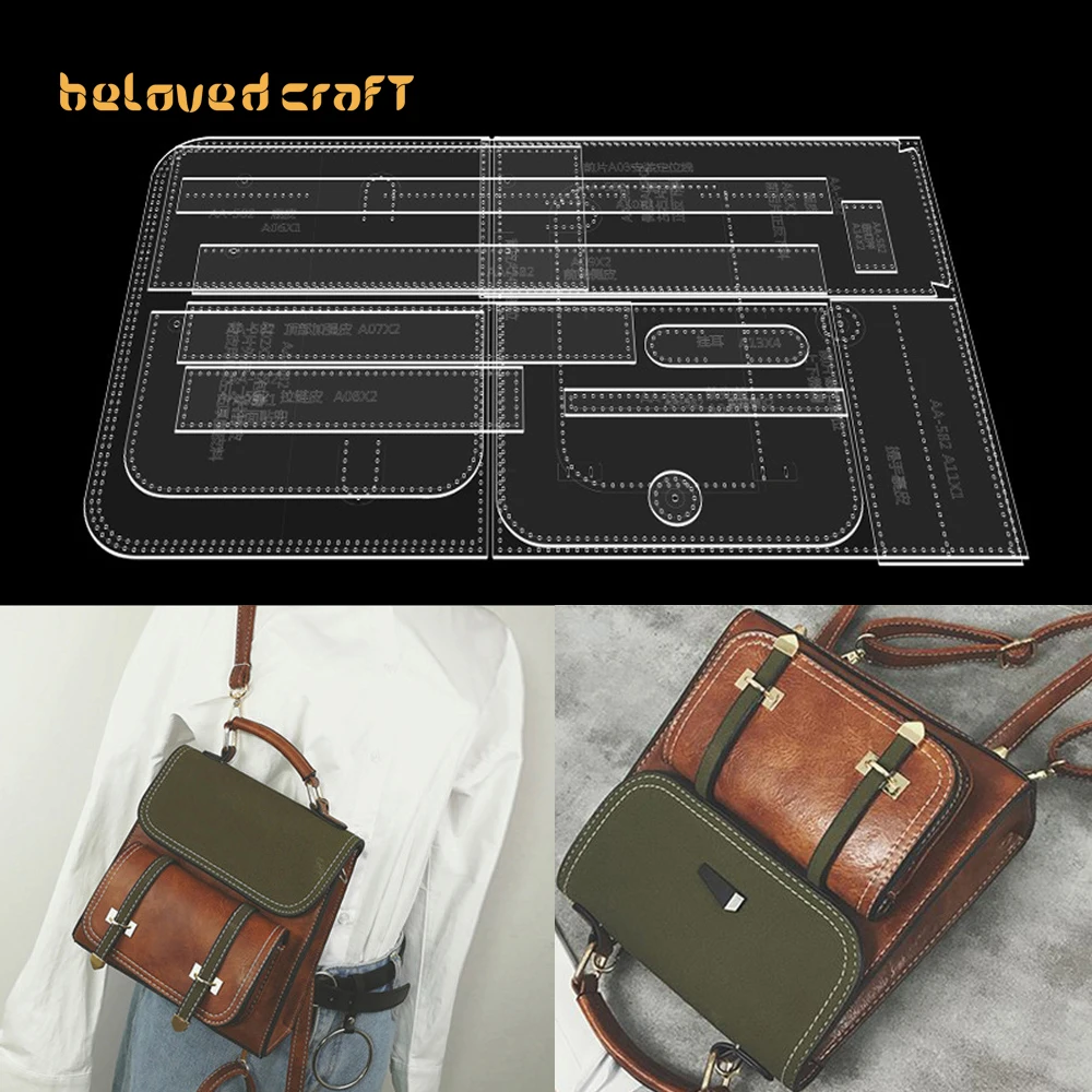 

BelovedCraft Leather Bag Pattern Making with Kraft Paper and Acrylic Templates forWomen's Single Shoulder Crossbody Bag Backpack