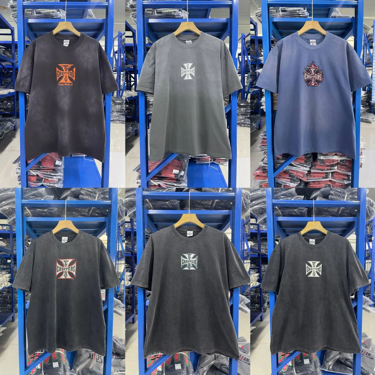 

West Coast Choppers 25SS Vintage Waed ort Sve T-irt Loose Fit Cotton Urban Faion Teenage Casual round Ne Tee
