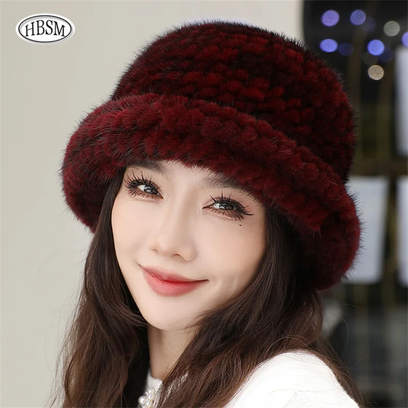 Hat Woman Winter Mink Fur Fisherman Hat Women Versatile Warm Female Casual Party Fur Hats Women\'s CAP Ins Plush Bucket Hat