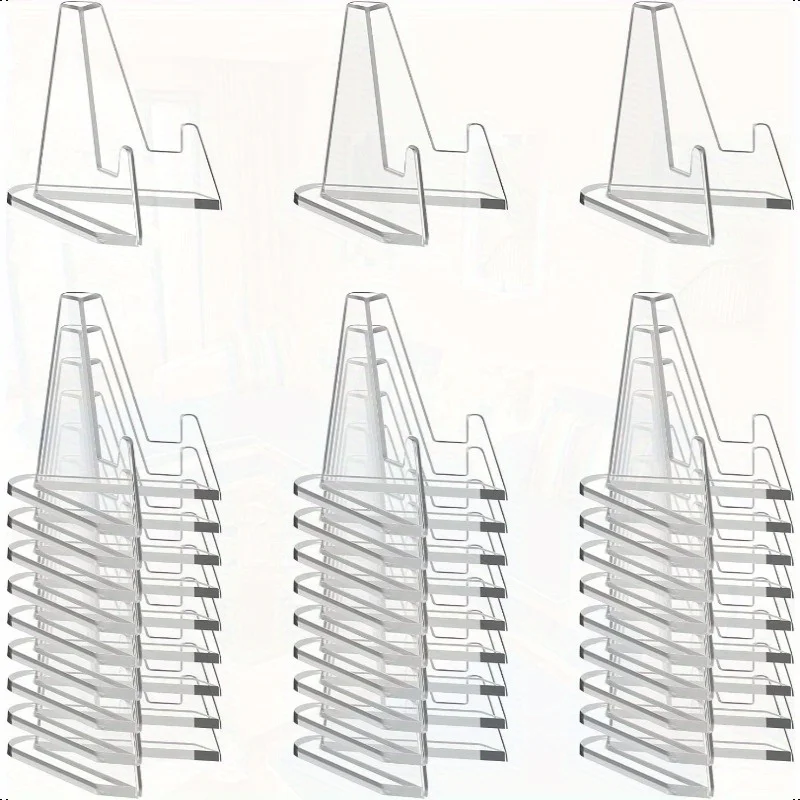 30PCS Acrylic Coin Display Stand Transparent Triangle Holder for Business Cards Photos Shells Small Display Rack