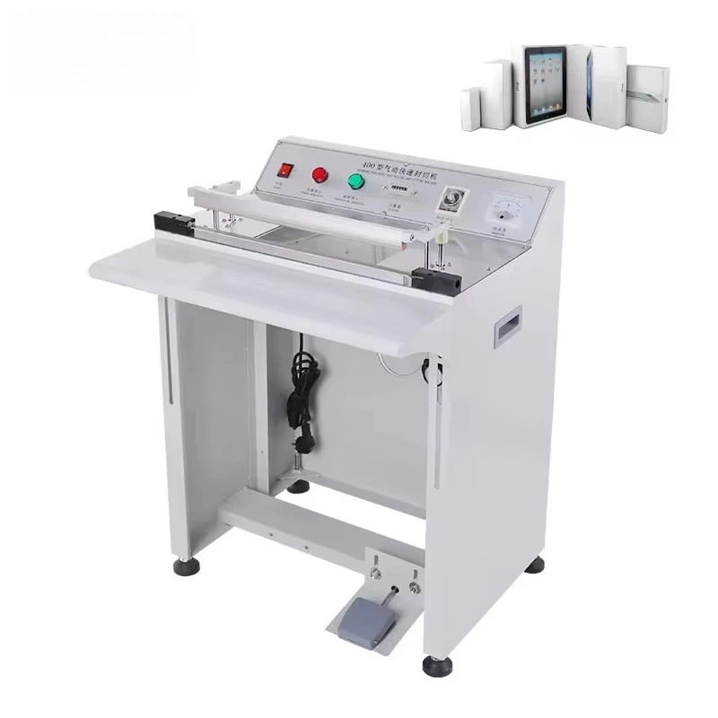 Foot-Operated Heat Shrink Sealing Machine, 400 Model, Pneumatic, for Carton Plastic Bag Food Box, Film Wrapper