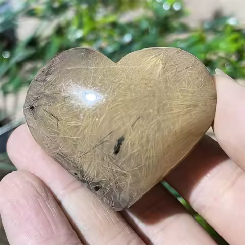 Crystal Natural Agate Hair Heart Polished Mineral Home Mind Gemstone Living Speckle Healing Stone Quartz Decoration Reiki