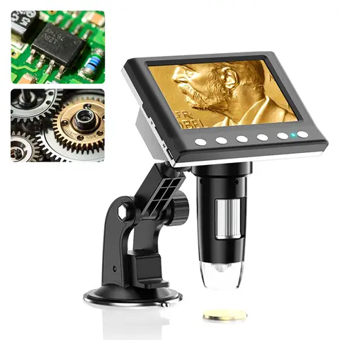 Hayve 4.3inch LCD Digital Microscope 1000X  USB Microscope Soldering Microscope with 8 LEDs Compatible with Windows/Mac OS