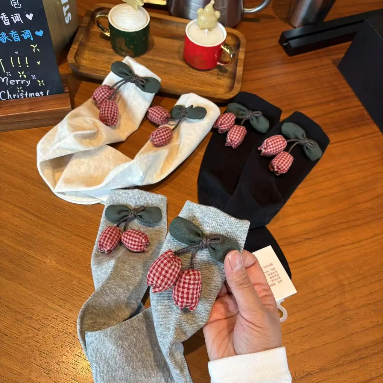 Korean-style Red Cherry Socks - Comfortable, Cute & Sweet Accessories-ins Style