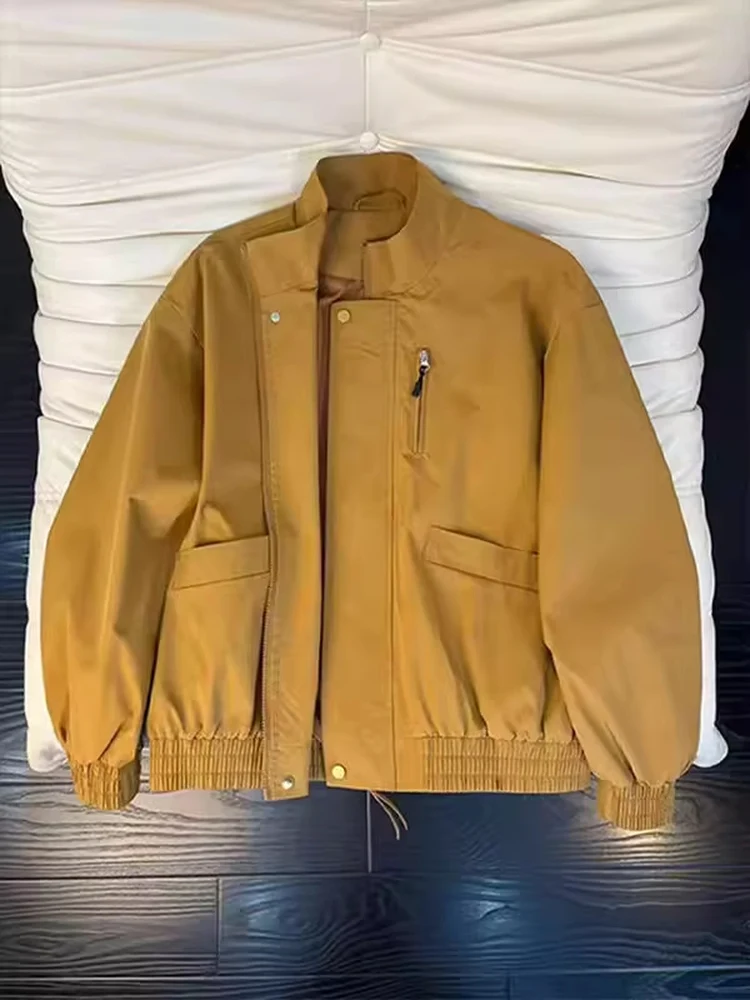 

Khaki ort Stand Collar Workwear Jaet Men's Spring Autumn Tee-Proof Baseball orm Flight Jaet Cleanfit Sle Zipper...