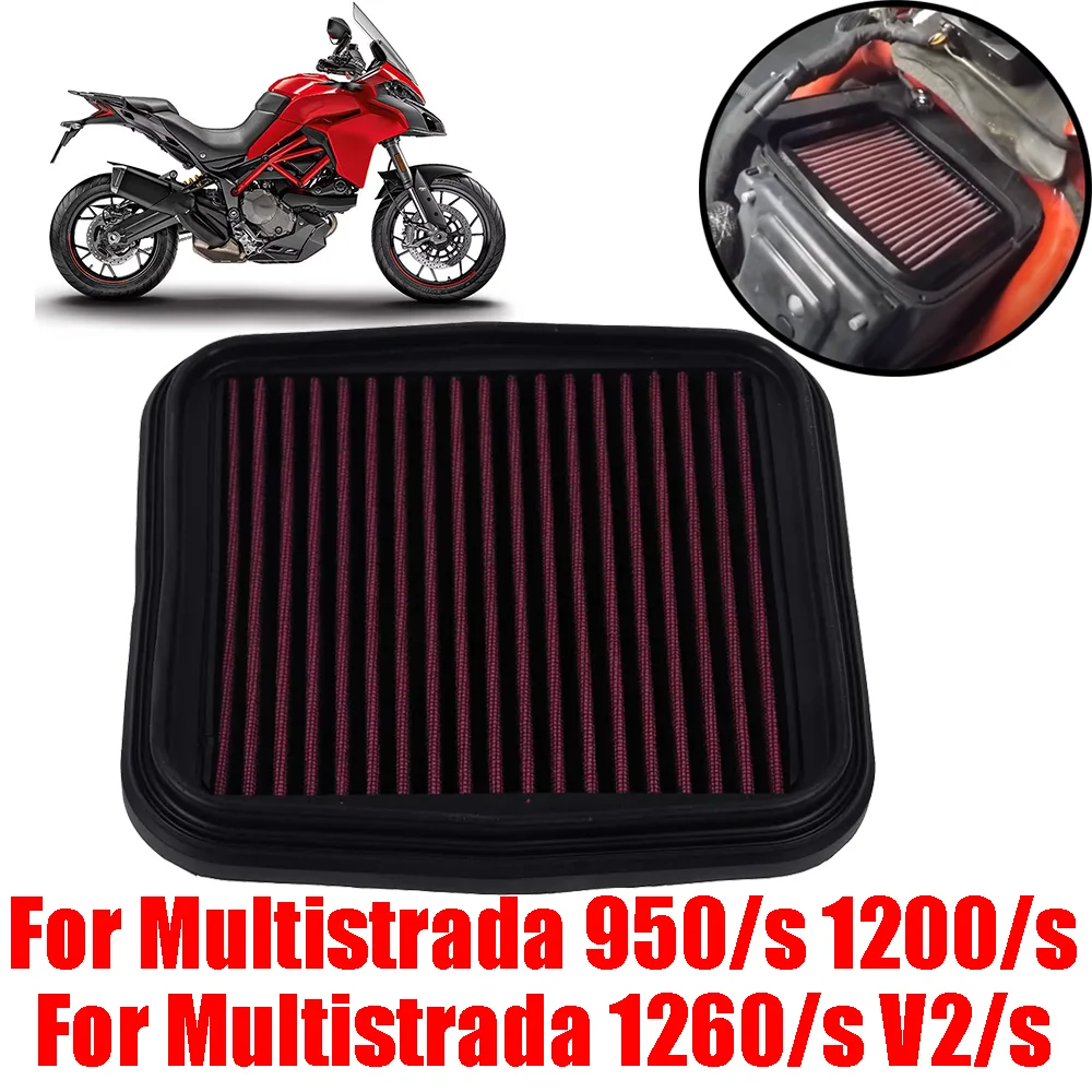 Para Ducati Multistrada 950 950s V2 1200 1260 1260s Enduro accesorios de motocicleta filtro de aire de alto flujo limpiador lavable reutilizable