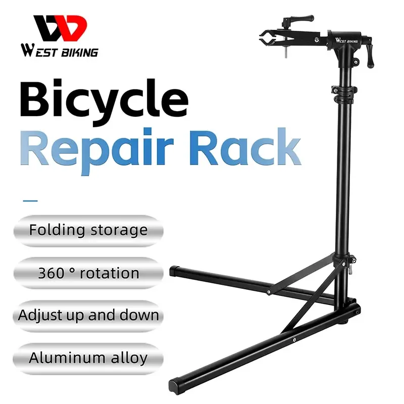 WEST BIKING Foldable Bicycle Repair Stand Aluminum Alloy Bike Repair Maintanance Frame Adjustable Bike Storage Parking Rack 