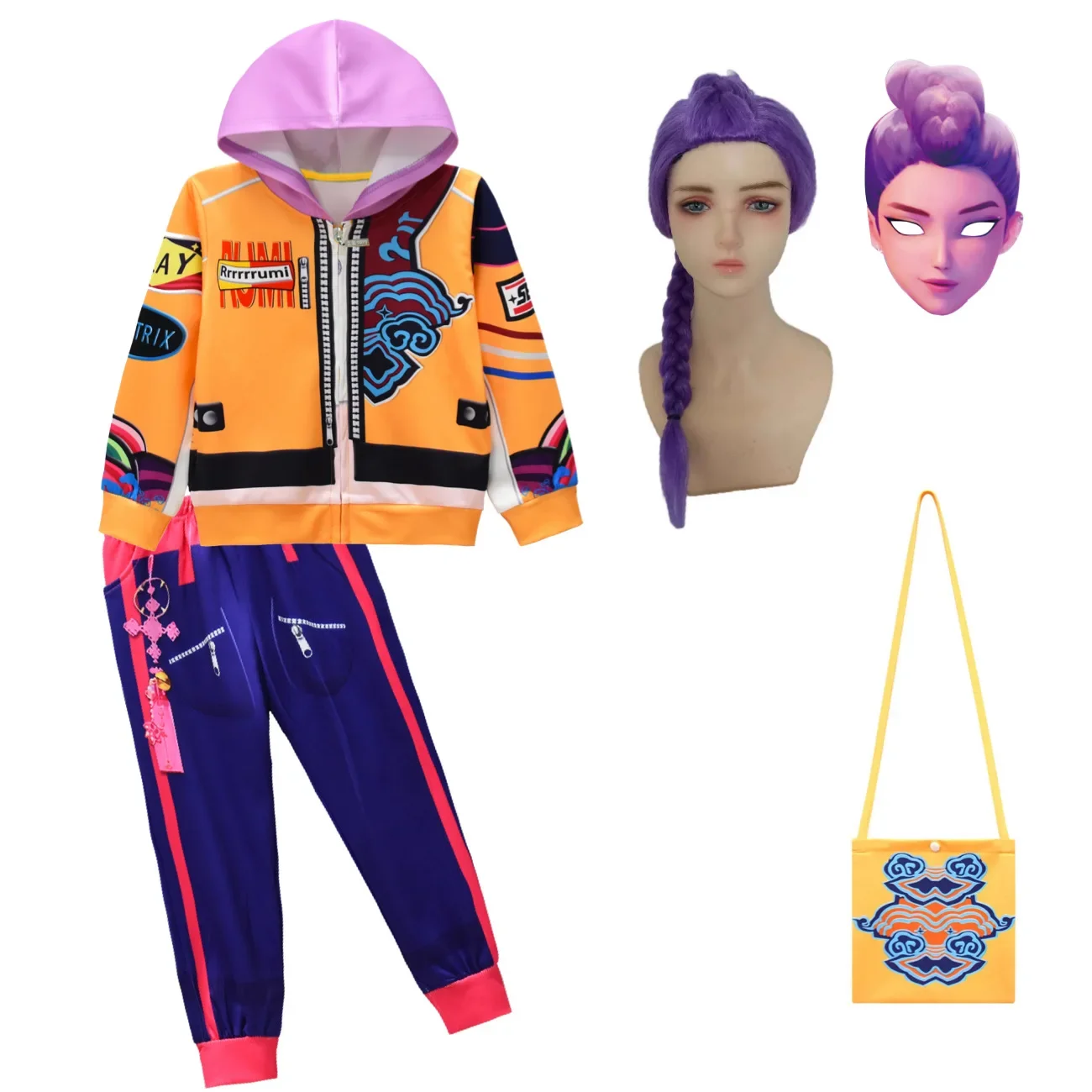 2025 مجموعة الهالوين de vêtements pour enfants، dessin animé Kpop Demon Hunters، Rumi Mira Zoey، Haut à manches