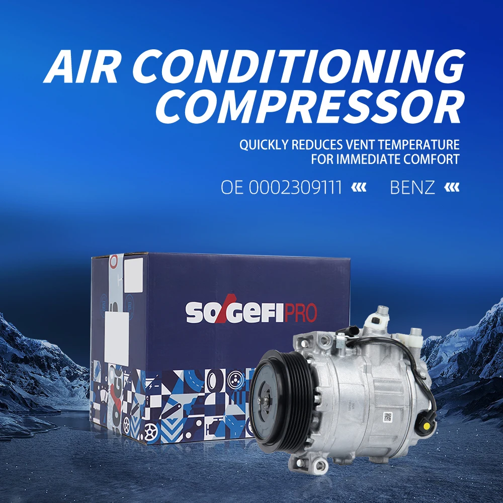 ضاغط تيار متردد للسيارة SOGEFI جديد لسيارة Mercedes-Benz OE 0002309111 12 فولت ضمان لمدة سنة واحدة