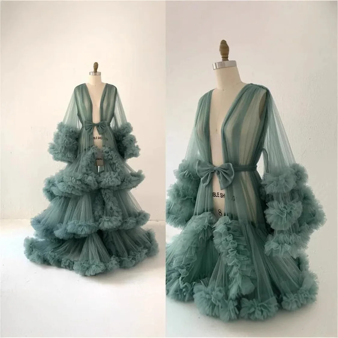 

Elegant Evening Dresses Pregnant Women's Tulle Robe for Maternity Photo Shoot Sheer Puffy Dressing Gown Bathrobe Customized