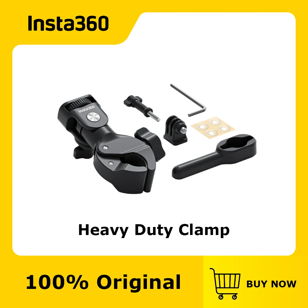 Official & Original Insta360 Heavy Duty Clamp ,Motorcycle Accessories Compatible with GoPro/Insta360 Action Camera