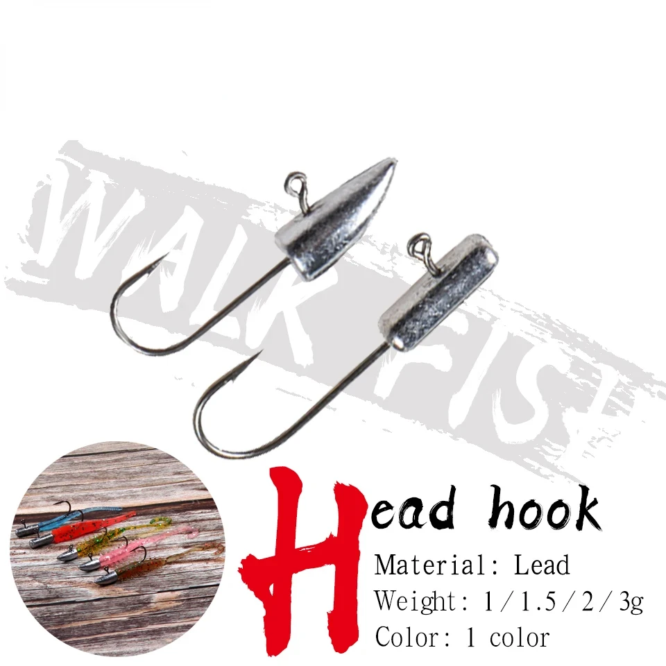 WALK FISH 미니 지그 헤드 후크, 노출 낚시 후크, 가시 후크, 송어 소프트 루어 지그, 카라비너, 로트 당 10 개, 1g, 1.5g, 2g, 3g